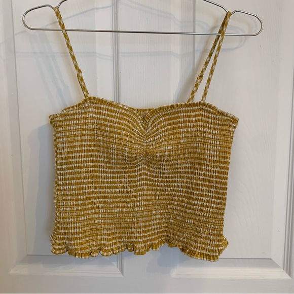 Yellow/White Smocked Crop Top - Picture 1 of 4